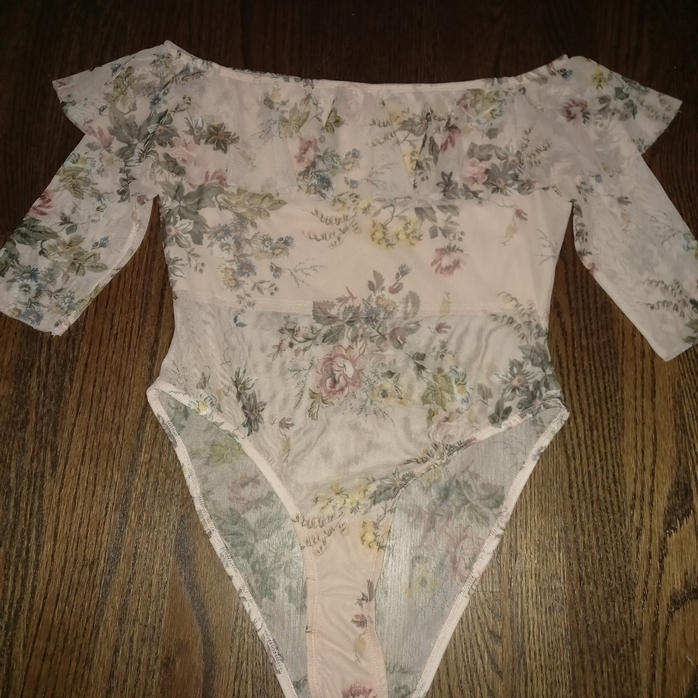 Pink floral bodysuit